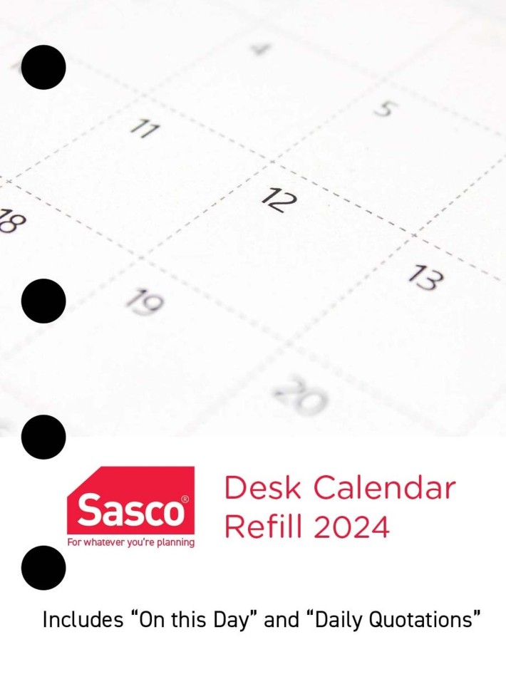 Sasco 2024 Desk Calendar Refill Side Opening