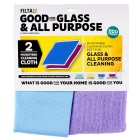 Filta Glass & All Purpose Microfibre Cleaning Cloth Purple and Blue Pack of 2 image