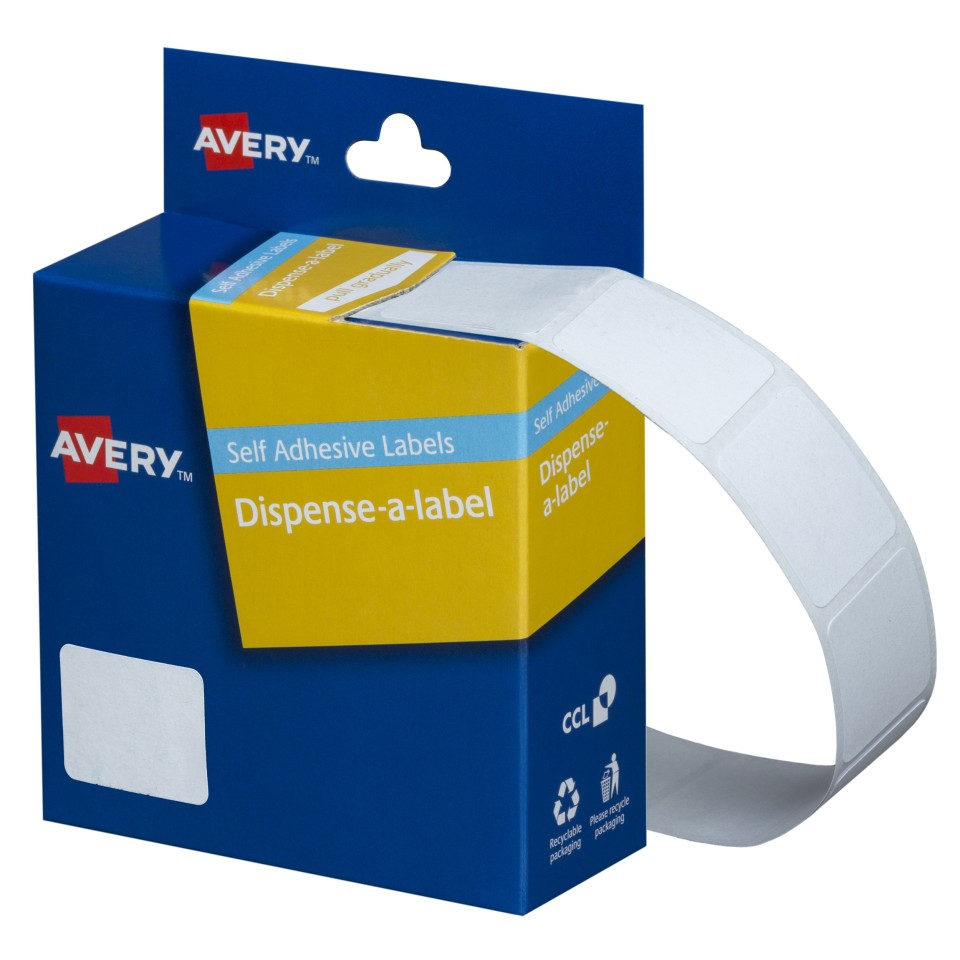 Avery Rectangle Stickers Dispenser Hand writable 937215 24x19mm White Pack 650