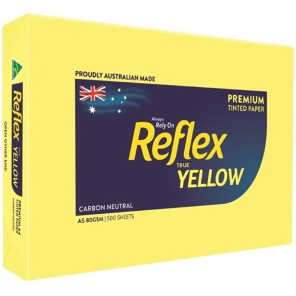 Reflex Colours Tinted Copy Paper 80gsm A5 Yellow Ream 500