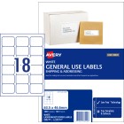 Avery General Use Labels 938210/L7161GU 63.5x46.6mm 18 Per Sheet White Pack 1800 Labels image