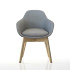 Ava Meeting Chair Wooden Leg Base Grey Fabric  image