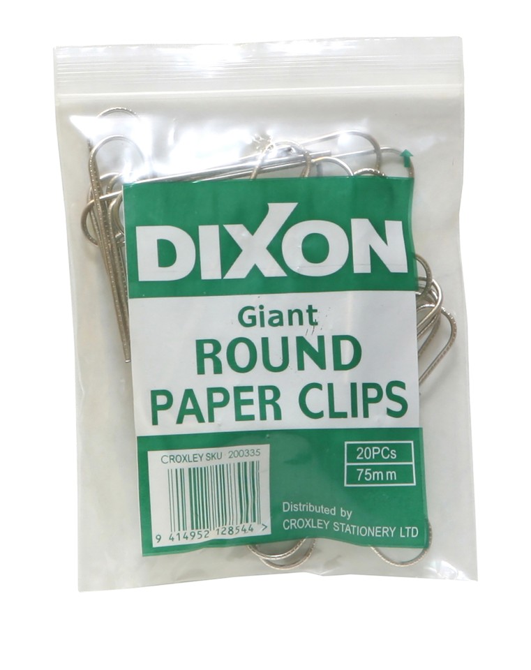 Dixon Paper Clips Round 75mm Pack 20