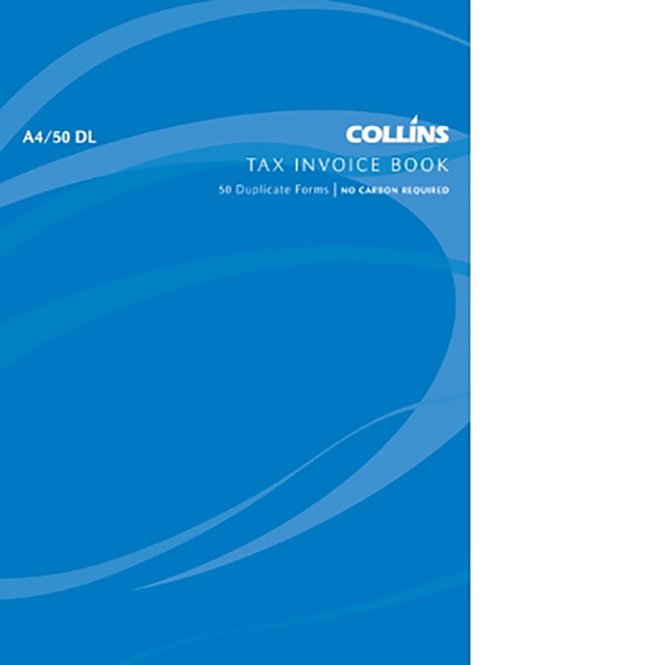 Collins Tax Invoice Book Duplicate No Carbon Required A4/50DL
