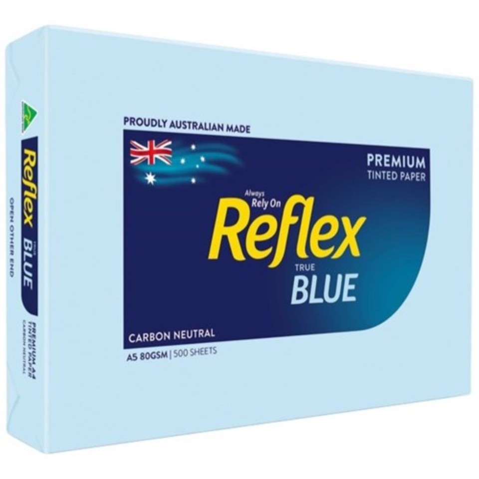 Reflex Colours Tinted Copy Paper 80gsm A5 Blue Ream 500
