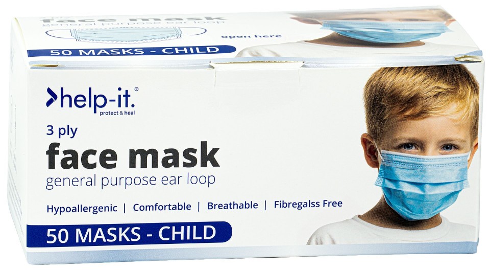 Help-it Astm General Ear Loop Small Size Face Mask Box Of 50