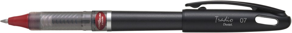 Pentel Bl117 Energel Tradio Gel Roller Pen 0.7mm Black Barrel Red Ink
