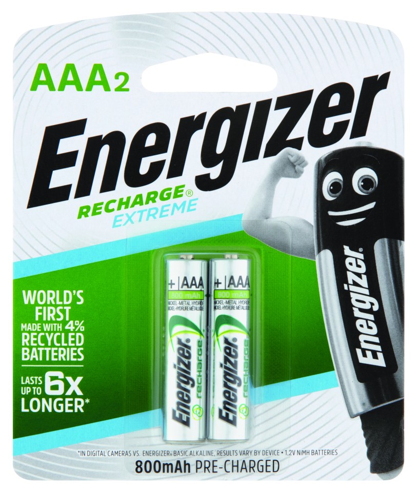 Energizer Recharge Extreme AAA Battery NiMH Pack 2