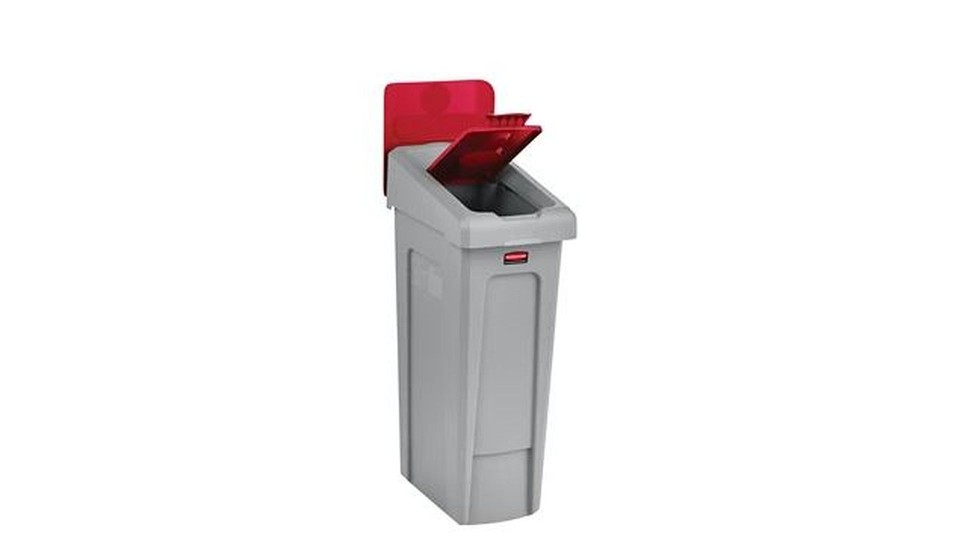Rubbermaid Slim Jim Recycling Station Closed Waste Lid Red