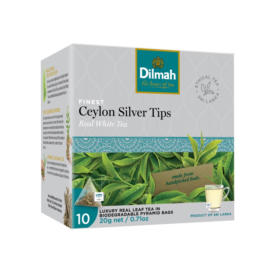 Dilmah White Tea Ceylon Silver Tips Luxury Leaf Box of 10