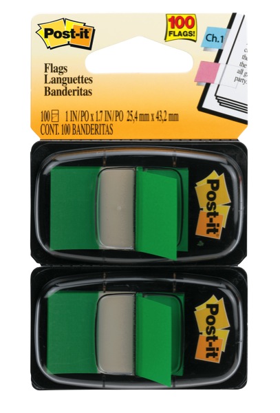 Post-it Flags 680-HVSH 25 x 43mm Green Pack 2