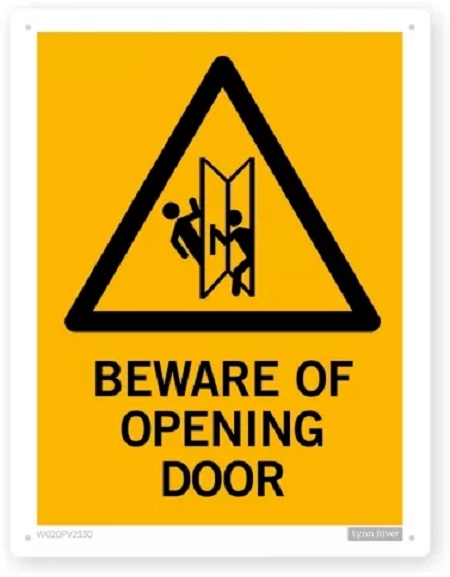 Opening Door Hazard Sign 230 x 300mm W020