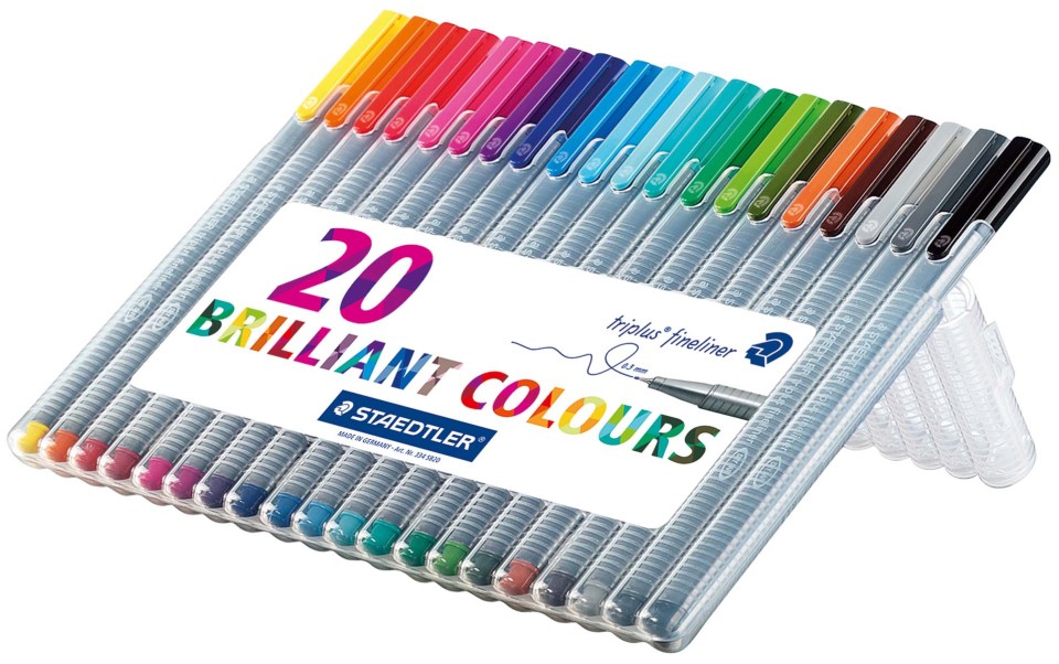 Staedtler Triplus Fineliner Pen Super Fine 0.3mm Assorted Colours Set 20