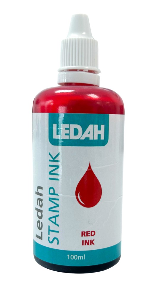 Ledah Stamp Ink 7012 100ml Red Bottle