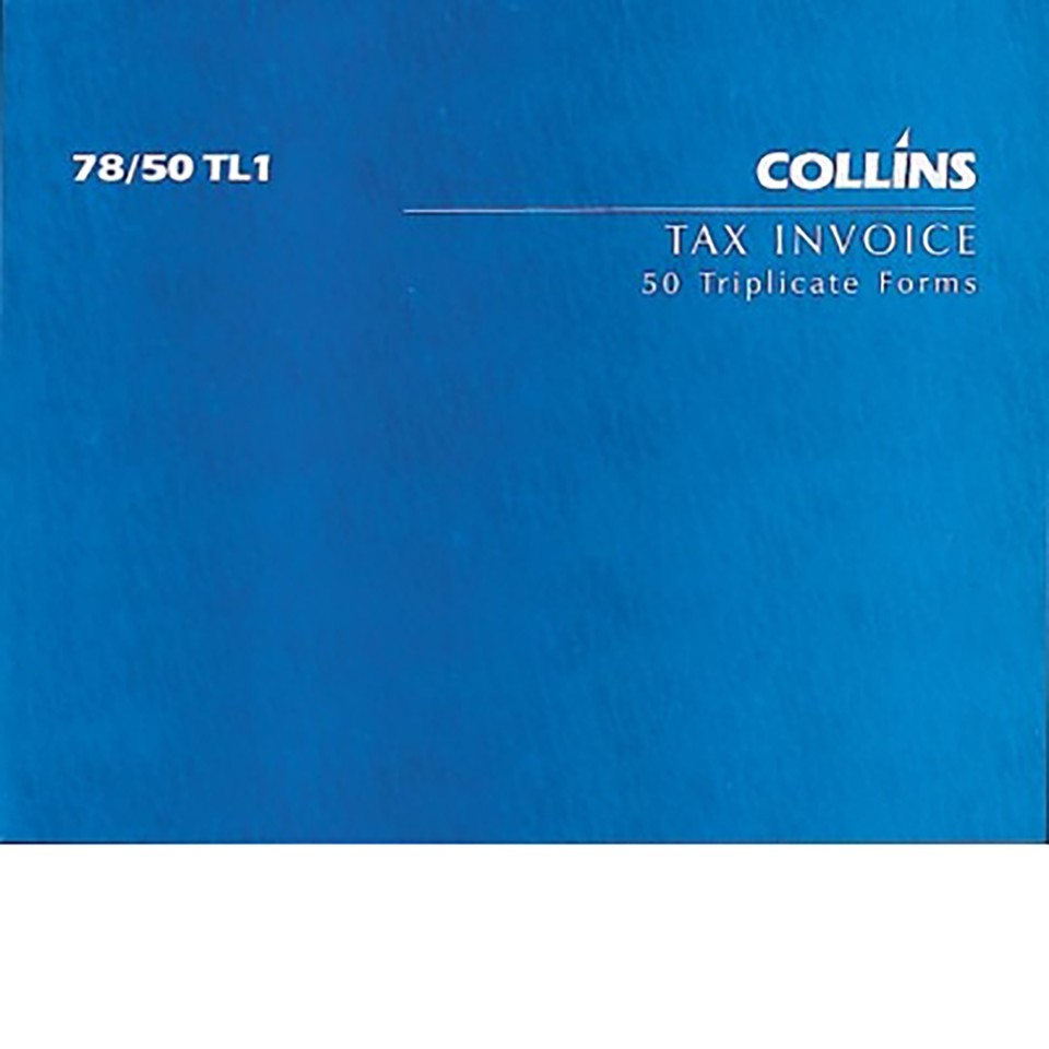 Collins Tax Invoice Book No Carbon Required 78/50 TL1 50 Triplicates