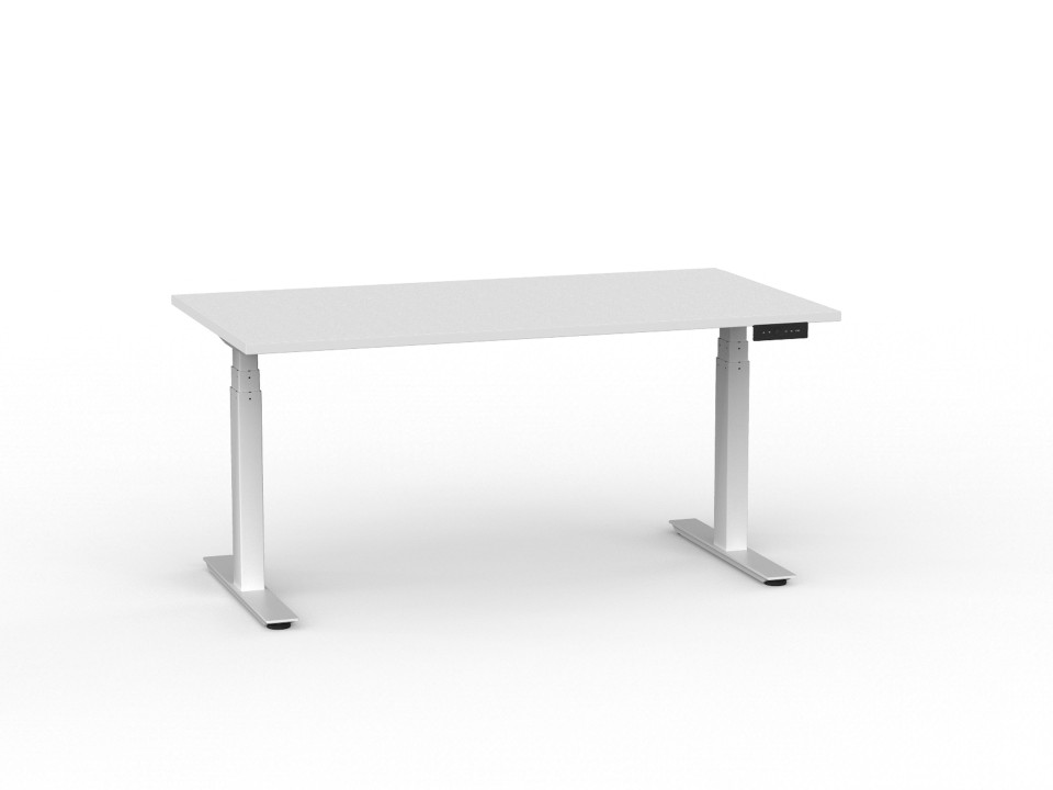 Agile 3 Stage Height Adjustable Single Sided Desk 1500Wx800Dmm White Top / White Frame