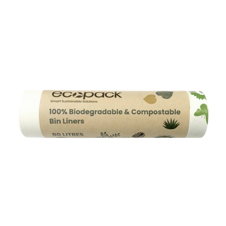 Ecopack ED-2080 Biodegradable/Compostable Bin Liner 80L 78(w)x106cm(h) White 10 Bags/Roll Carton 12