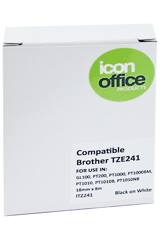 Icon Compatible Tz Tape Black On White 18mmx8m