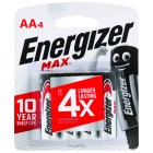 Energizer Max AA Battery Alkaline Pack 4