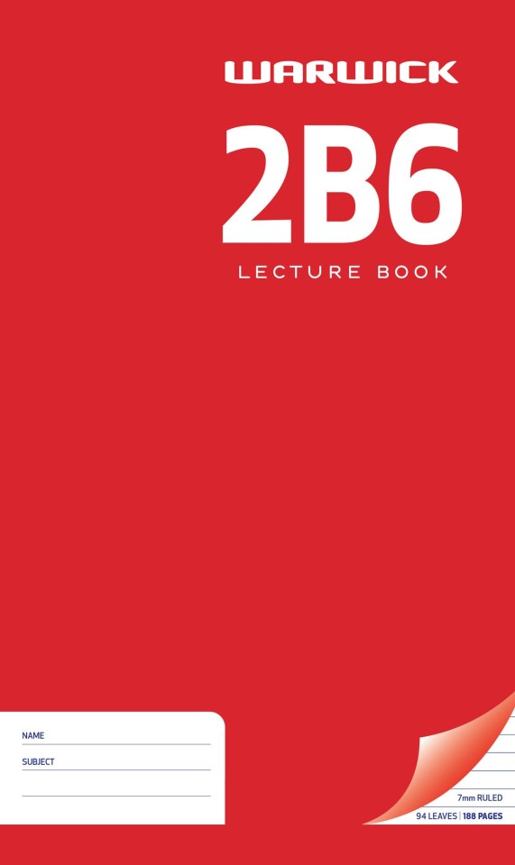 Warwick 2B6 Lecture Book Hard Cover 7mm Ruled 330x205mm 94 Leaf
