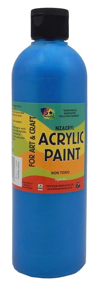 5 Star NZACRYL Acrylic Paint 500ml Metallic Blue