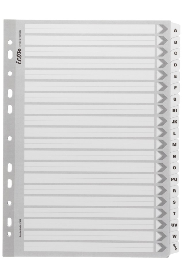 Icon Cardboard Indices With Reinforced Tabs A-z White Each