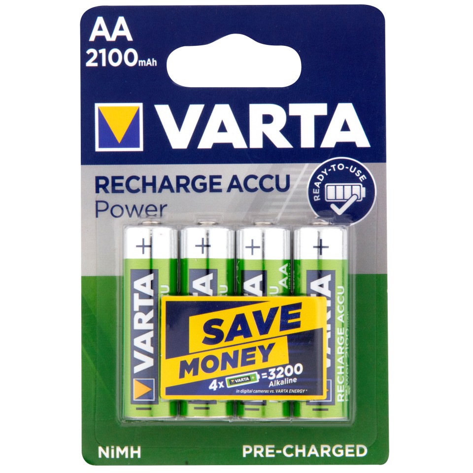 Varta Recharge AA Battery NiMH Pack 4