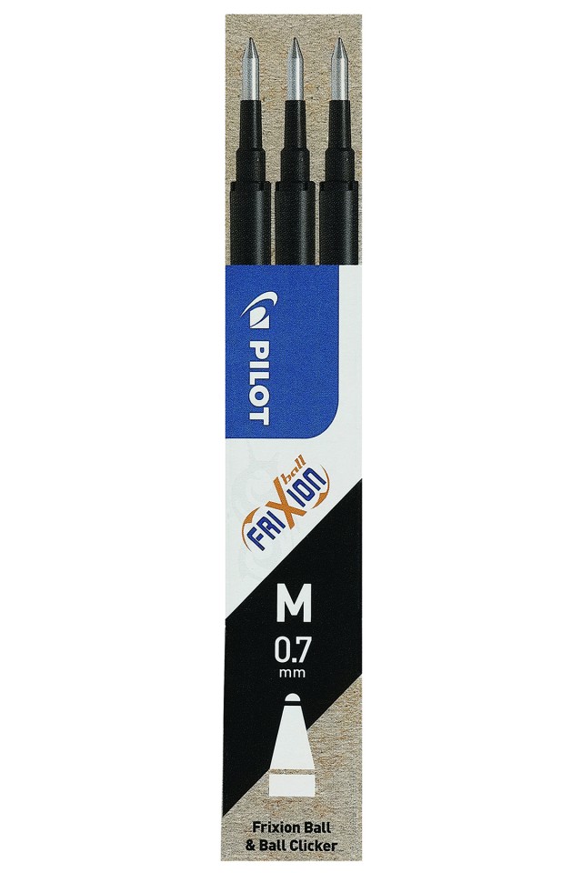 Pilot Frixion Ballpoint Pen Refill For Ball And Clicker 0.7mm Black Pack 3