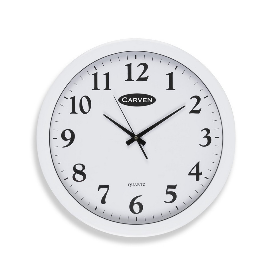 Carven Wall Clock Glass Face Round 45cm White
