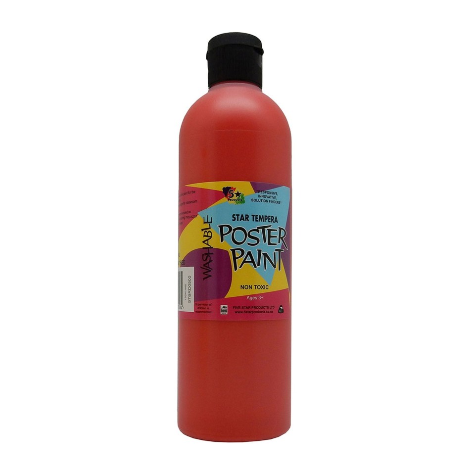 5 Star Tempera Poster Paint 500ml Red
