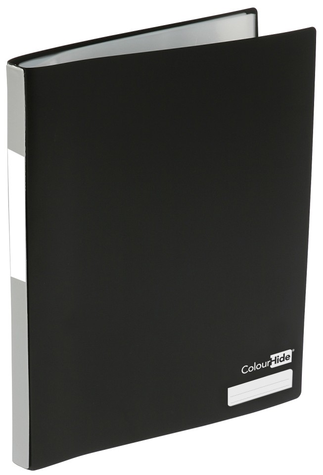 ColourHide Display Book Refillable 20 Pockets A4 Black