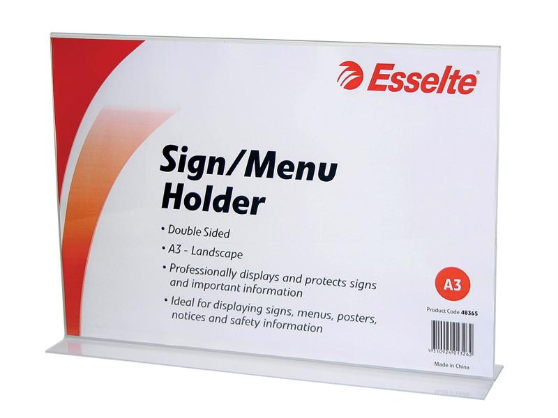 Esselte Sign/Menu Holder Double Sided A3 Clear