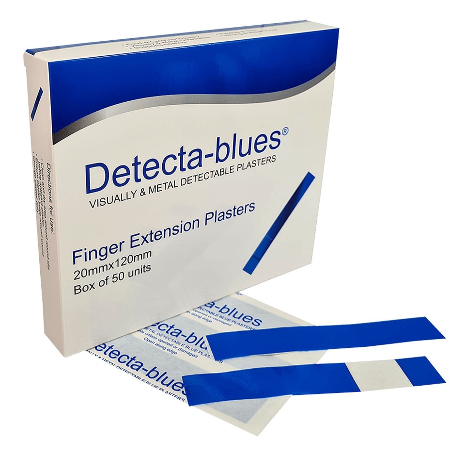 DTS Medical Detecta-blues Plasters Finger Extension Metal Detectable Blue Box 50