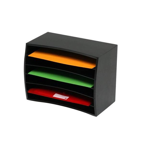Marbig Desktop Organiser Wood 6 Tier Black