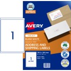 Avery Shipping Labels Inkjet Printer 936085 199.6x289.1mm White Pack 50 Labels image