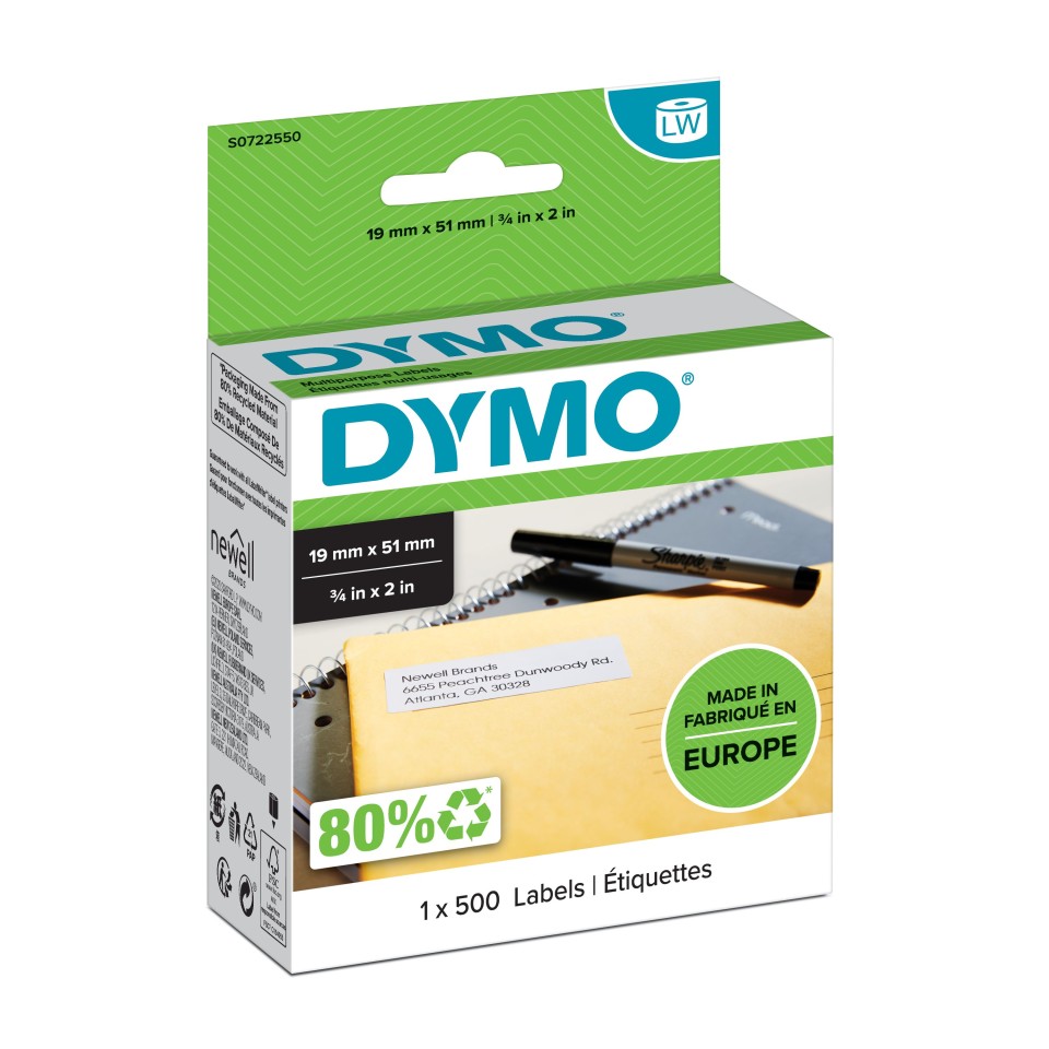 Dymo LabelWriter Multi-Purpose Labels 19mmx51mm Box 500