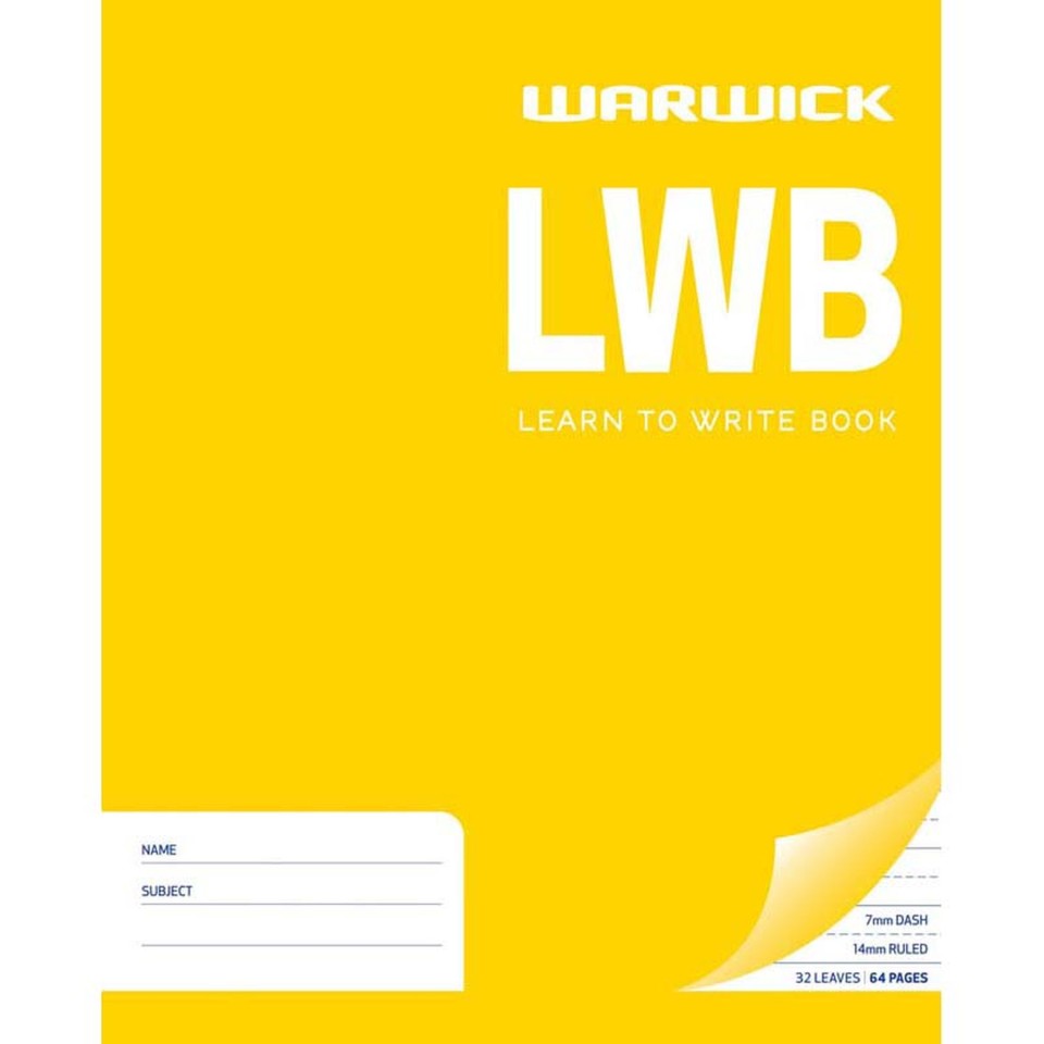 Warwick LWB Exercise Book Dashed 7mm Ruled 14mm 225 x 205mm 32 Leaf