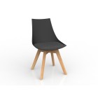 Knight Luna Black Chair With Oak Base Upholstered Charcoal Cushion image