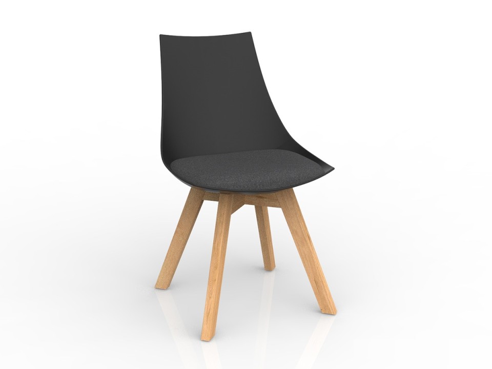 Knight Luna Black Chair With Oak Base Upholstered Charcoal Cushion