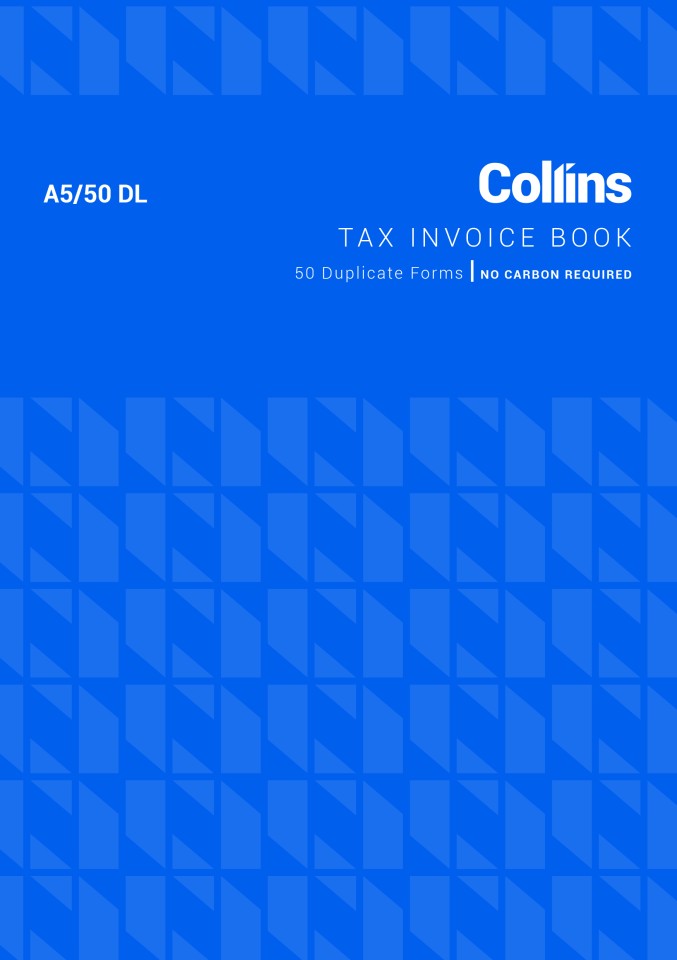 Collins Tax Invoice Book No Carbon Required A5/50 DL 50 Duplicates