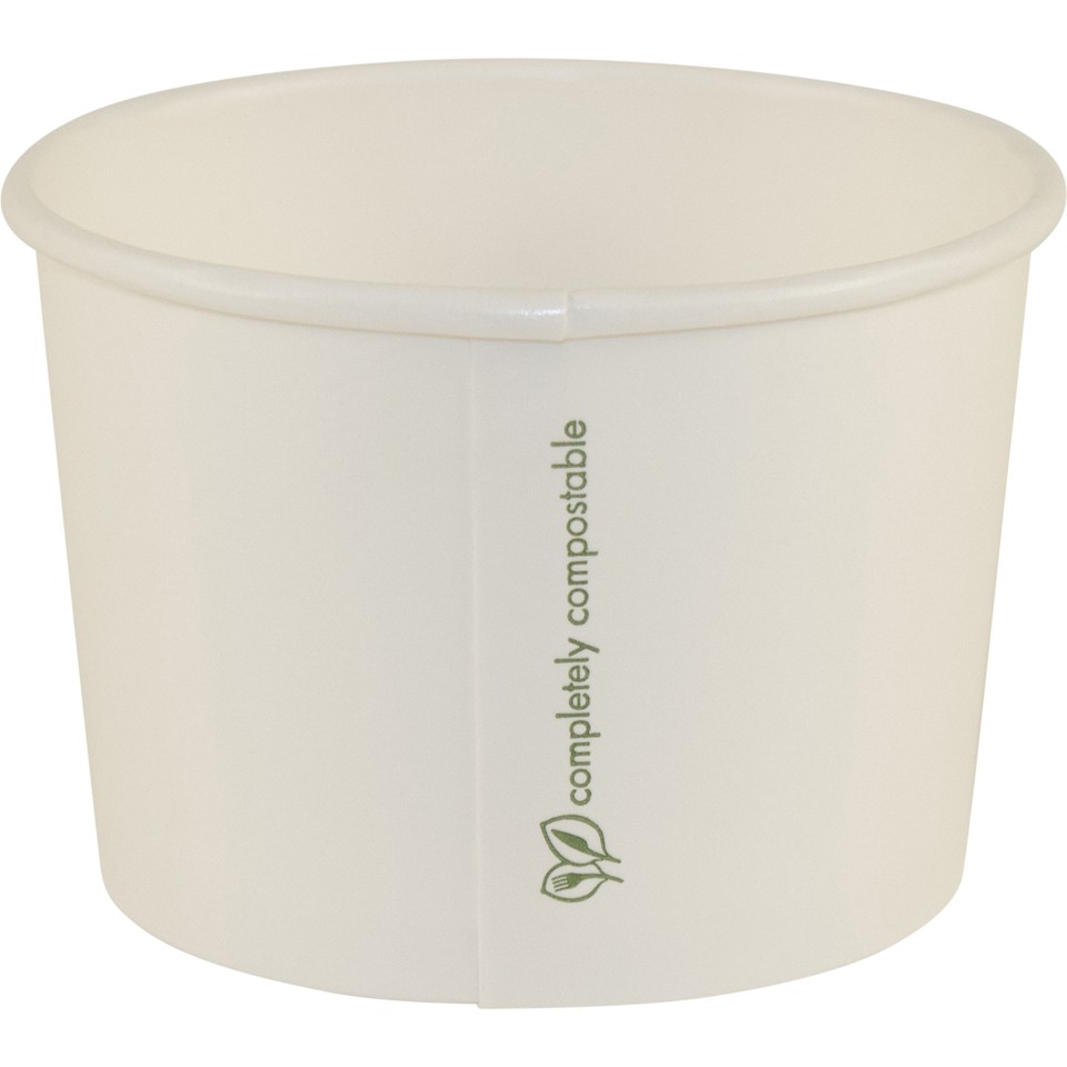 Vegware Hot Container White Compostable 8oz (280ml Brim) Fits 90mm Lid Carton 1000
