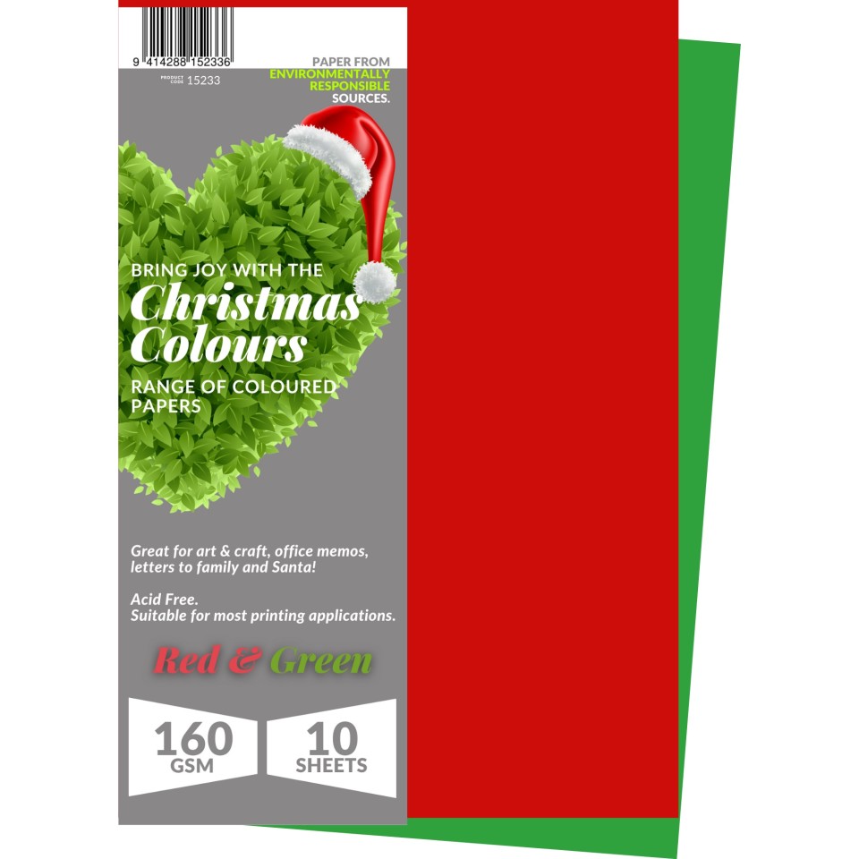 Direct Paper Christmas Card 160gsm Red Green Pack 10