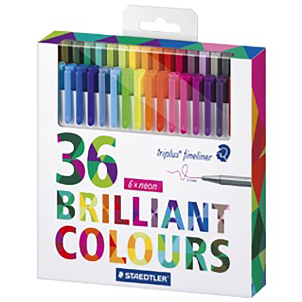 Staedtler Triplus Fineliner Pen Super Fine 0.3mm Assorted Colours Pack 36