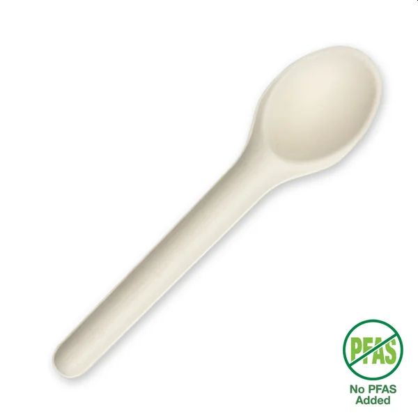 Biopak Compostable Bagasse Sugarcane Spoon 150mm White Pack 50