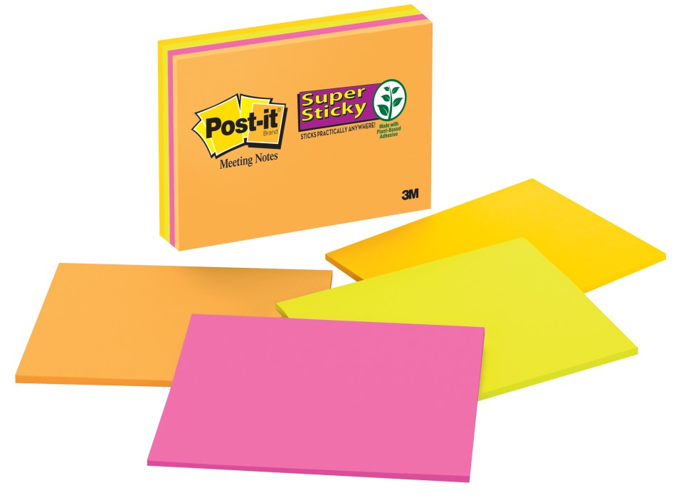 Post-it Super Sticky Self Adhesive Notes 6845-SSP 202 x 152mm Energy/Rio Pack 4