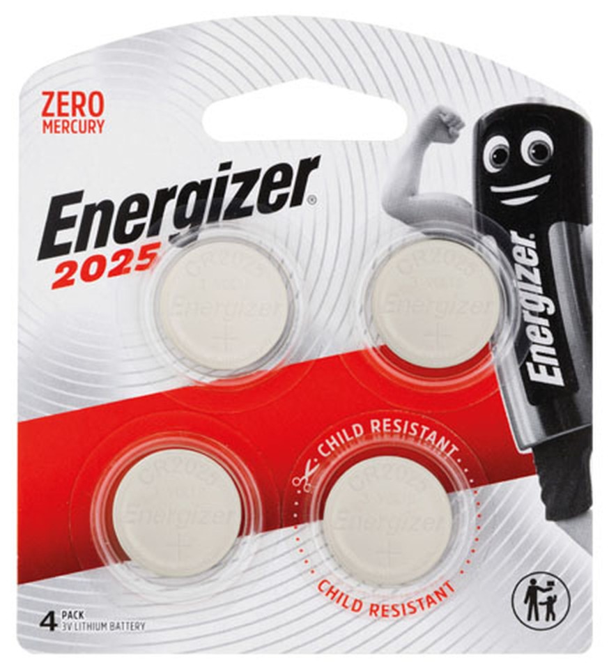 Energizer CR2025 Battery Lithium Coin 3V Pack 4