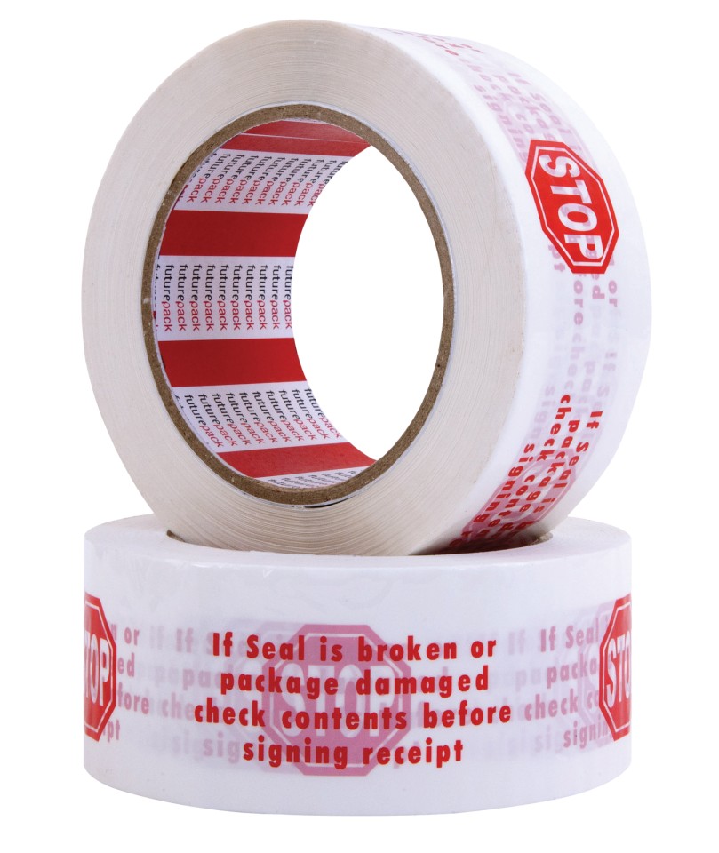 Printed Tape Stop Security Seal 48mmx100m Red/White Roll