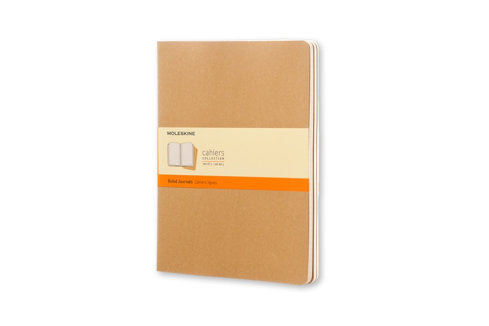 Moleskine Cahier Notebook Ruled XL Kraft Brown Set 3