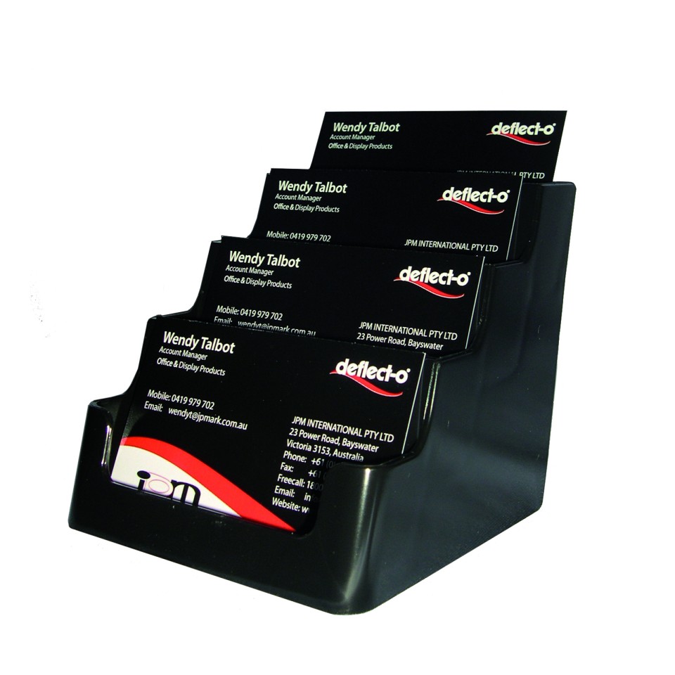 Deflecto Recycled Business Card Holder 4 Tier Black