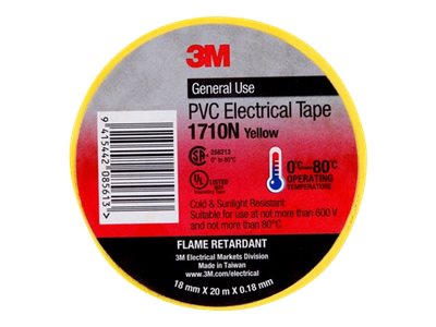 Scotch 1710N PVC Electrical Tape 18mm X 20m Yellow Roll